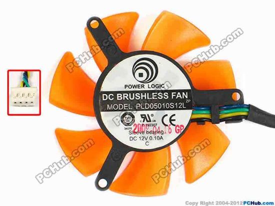 86976 Power Logic PLD05010S12L Server - Frameless / GPU Fan dia45x45x10, w93x4x4, 12V 0.10A, Orange Power Logic PLD05010S12L Server - Frameless / GPU Fan 