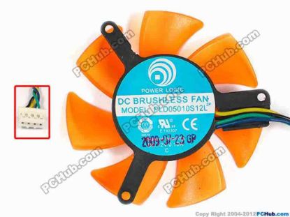 86977 Power Logic PLD05010S12L Server - Frameless / GPU Fan dia45x45x10, w95x4x4, 12V 0.10A, Orange Power Logic PLD05010S12L Server - Frameless / GPU Fan 