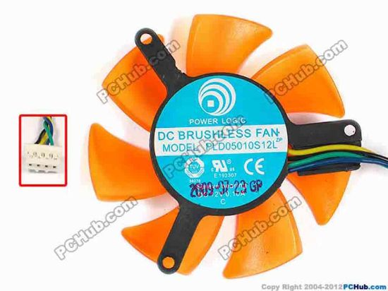 86977 Power Logic PLD05010S12L Server - Frameless / GPU Fan dia45x45x10, w95x4x4, 12V 0.10A, Orange Power Logic PLD05010S12L Server - Frameless / GPU Fan 