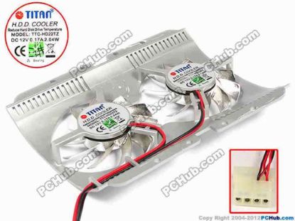 86985 Titan TTC-HD22 Server - Round Fan dia130x100x11, w330x4x4, 12V 0.17A, 2 fan Titan TTC-HD22 Server - Round Fan 
