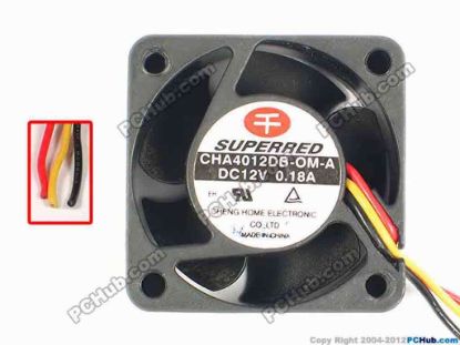 87109 Superred CHA4012DB-OM-A Server - Square Fan sq40x40x20, 3-Wire, 12V 0.18A Superred CHA4012DB-OM-A Server - Square Fan 