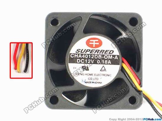 87109 Superred CHA4012DB-OM-A Server - Square Fan sq40x40x20, 3-Wire, 12V 0.18A Superred CHA4012DB-OM-A Server - Square Fan 