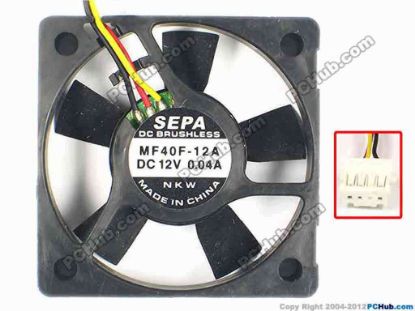 87115 SEPA MF40F-12A Server - Square Fan sq40x40x10, w75x3x4, 12V 0.04A SEPA MF40F-12A Server - Square Fan 