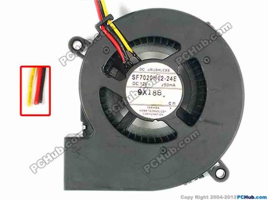 87117 Toshiba SF7020H12-24E Server - Blower Fan bw70x68x20, 3-Wire, 12V 250MA Toshiba SF7020H12-24E Server - Blower Fan 
