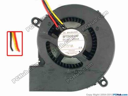 87118 Toshiba SF72H12-04F Server - Blower Fan bw70x68x20, 3-Wire, 12V 250MA Toshiba SF72H12-04F Server - Blower Fan 