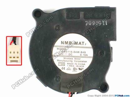 87120 NMB-MAT / Minebea BM5115-04W-B49 Server - Blower Fan T00, bw51x51x15, w155x3x3, 12V 0.16A NMB-MAT / Minebea BM5115-04W-B49 Server - Blower Fan 