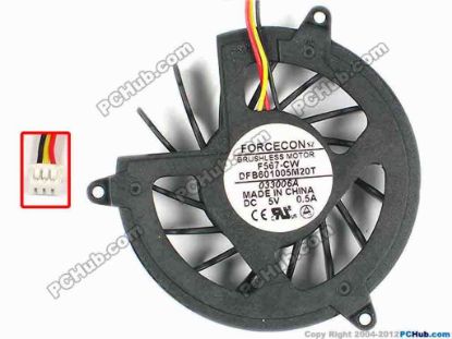 87136 Forcecon DFB601005M20T Cooling Fan  F567-CW, w40x3x3, 5V 0.5A, Bare fan Forcecon DFB601005M20T Cooling Fan  