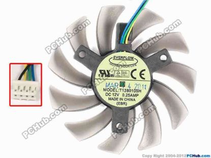 87139 Everflow T128010SH Server - Frameless / GPU Fan dia75x75x10.5, w175x4x4, 12V 0.25AMP Everflow T128010SH Server - Frameless / GPU Fan 