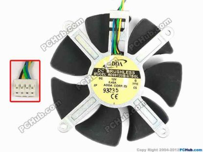 87144 ADDA AD0912UB-U7BGL  Server - Frameless / GPU Fan G, (Y79), dia89x89x22, w100x4x4, 12V 0.45A ADDA AD0912UB-U7BGL  Server - Frameless / GPU Fan 