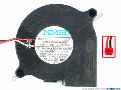 87169 NMB-MAT / Minebea BM5125-04W-B59 Server - Blower Fan L00, BW50X25, W155X3X3, 12V. 0.32A  NMB-MAT / Minebea BM5125-04W-B59 Server - Blower Fan 