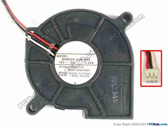 87176 NMB-MAT / Minebea BM6025-04W-B59 Server - Blower Fan T06, bw60x25, w165x3x3, 12V 0.24A NMB-MAT / Minebea BM6025-04W-B59 Server - Blower Fan 