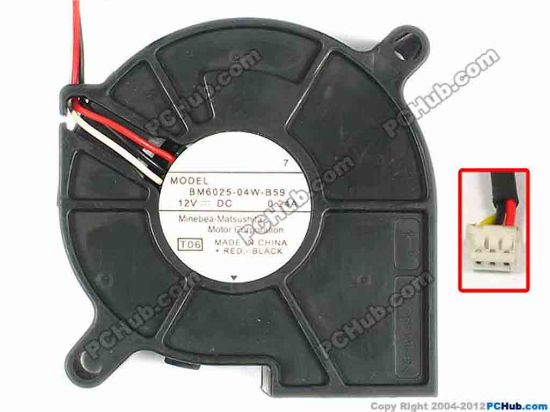 87178 NMB-MAT / Minebea BM6025-04W-B59 Server - Blower Fan T06, bw60X60X25, W390X3X3, 12V, 0.24A NMB-MAT / Minebea BM6025-04W-B59 Server - Blower Fan 
