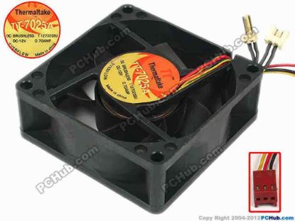 87181 Everflow T127025BU Server - Square Fan TT-7025A, bw70x25, w210x7x3, 12V 0.7A Everflow T127025BU Server - Square Fan 