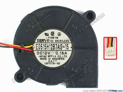87187 Japan Servo E0515H12B7AS-15 Server - Blower Fan bw52x51x15, w295x3x3, 12V 0.15A Japan Servo E0515H12B7AS-15 Server - Blower Fan 