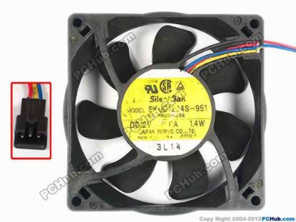 87188 Japan Servo SKUD12D4S-951 Server - Square Fan sq100x100x25, w100x3x3, 12V 0.11A Japan Servo SKUD12D4S-951 Server - Square Fan 