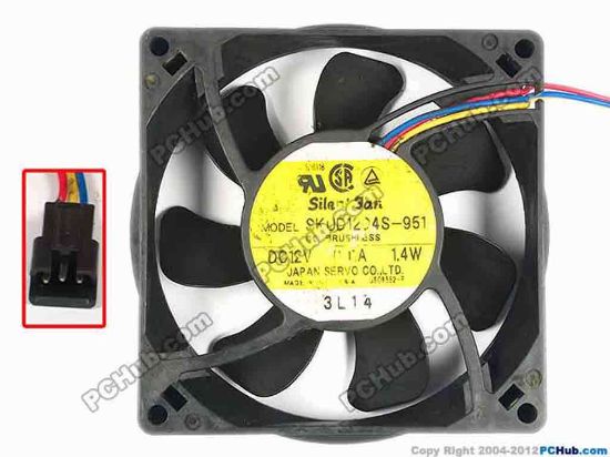 87188 Japan Servo SKUD12D4S-951 Server - Square Fan sq100x100x25, w100x3x3, 12V 0.11A Japan Servo SKUD12D4S-951 Server - Square Fan 