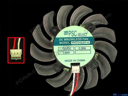 87191 PSC Select P1127010LB1F-4L Server - Frameless / GPU Fan dia66x66x10, w70x3x3, 12V 0.30A PSC Select P1127010LB1F-4L Server - Frameless / GPU Fan 