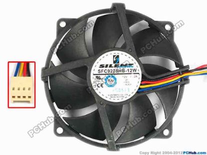 87199 Other Brands SILENTMATIC Server - Round Fan SFC9225HB-12W, w205x4x4, 12V 0.52A Other Brands SILENTMATIC Server - Round Fan 