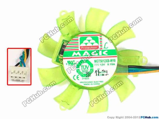 87202 Protechnic Magic MGT5012XB-W10 Server - Frameless / GPU Fan 12V 0.19A, W90x4x4, D45x10mm, Trans. yellow Protechnic Magic MGT5012XB-W10 Server - Frameless / GPU Fan 