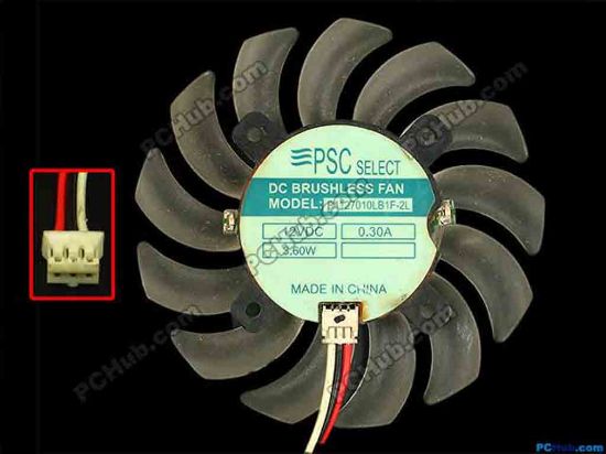 87207 PSC Select P1127010LB1F-2L Server - Frameless / GPU Fan dia66x66x10, w70x3x3, 12V 0.30A PSC Select P1127010LB1F-2L Server - Frameless / GPU Fan