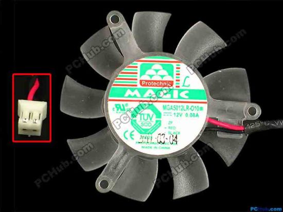 87209 Protechnic Magic MGA5012LR-O10  Server - Frameless / GPU Fan B, dia46x46x10, w90x2x2, 12V 0.08A Protechnic Magic MGA5012LR-O10  Server - Frameless / GPU Fan 