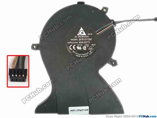 87218 Delta Electronics BFB1012M Server - Blower Fan 604-0273, -8H2U, bw128x105x28, w50x4x4, 12V 0.65A Delta Electronics BFB1012M Server - Blower Fan 