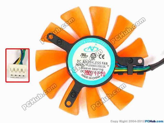87230 NTK PLD06010S12L Server - Frameless / GPU Fan dia54x54x10, w80x4x4, 12V 0.20A NTK PLD06010S12L Server - Frameless / GPU Fan