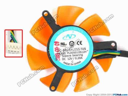 87231 NTK PLD05010S12H Server - Frameless / GPU Fan dia47x47x10, w103x4x4, 12V 0.20A, Orange NTK PLD05010S12H Server - Frameless / GPU Fan 
