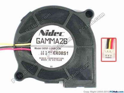 87447 Nidec D05F-12PM 27B Server - Blower Fan 27B, bw51x15, w200x3x3, 12V 0.09A Nidec D05F-12PM 27B Server - Blower Fan 