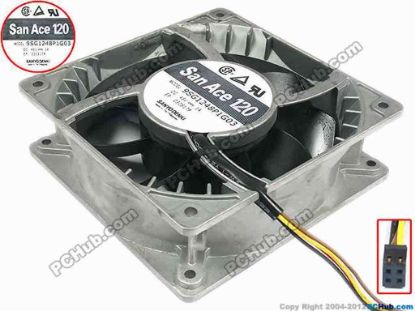 87482 Sanyo Denki 9SG1248P1G03 Server - Square Fan sq120x120x38, w280x3x3, 48V 1.00A Sanyo Denki 9SG1248P1G03 Server - Square Fan