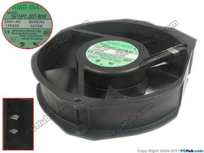 87559 NMB-MAT / Minebea 5915PC-20T-B30 Server - Round Fan B00, dia172x150x38, 200V 34W NMB-MAT / Minebea 5915PC-20T-B30 Server - Round Fan
