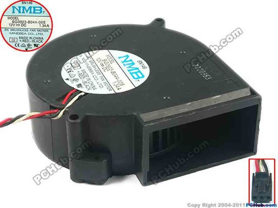 87567 NMB-MAT / Minebea BG0903-B044-00S Server - Blower Fan 02, bw97x97x33, w400x3x3, 12V 1.34A NMB-MAT / Minebea BG0903-B044-00S Server - Blower Fan 