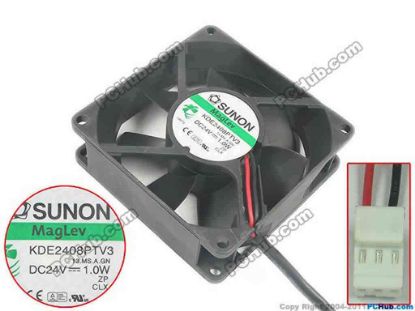 87589 SUNON KDE2408PTV3 Server - Square Fan 13.MS.A.GN, sq80x80x25, 2-wire, 24V 1.0W SUNON KDE2408PTV3 Server - Square Fan 