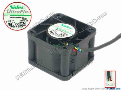 87613 Nidec W40S12BS4A5-07 Server - Square Fan T03A1, T03E1, sq40x40x28, w125x4x4, 12V 0.73A Nidec W40S12BS4A5-07 Server - Square Fan 