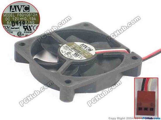 87620 AVC F6010B12H Server - Square Fan sq60x60x10, w95x3x3, 12V 0.19A AVC F6010B12H Server - Square Fan 
