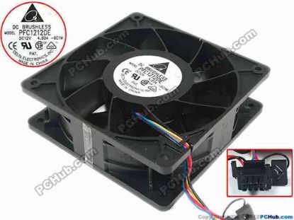 87625 Delta Electronics PFC1212DE Server - Square Fan -6C1M, sq120x120x38, 4-wire, 12V 4.80A Delta Electronics PFC1212DE Server - Square Fan 