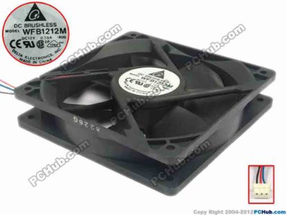 87633 Delta Electronics WFB1212M Server - Square Fan -R00, DC 12V 0.33A, 120x120x25mm Delta Electronics WFB1212M Server - Square Fan 
