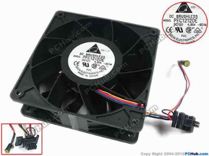 87636 Delta Electronics PFC1212DE Server - Square Fan -6C1M, sq120x120x38, w30x4x8, 12V 4.80A Delta Electronics PFC1212DE Server - Square Fan 