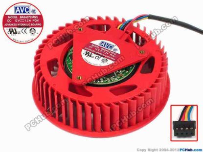87670 AVC BASA0725R2U Server - Round Fan  P001, dia75x75x25, w55x4x4, 12V 1.2A AVC BASA0725R2U Server - Round Fan 