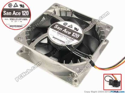 87678 Sanyo Denki 9SG1212P1G06 Server - Square Fan sq120x120x38, w100x4x6, 12V 4A Sanyo Denki 9SG1212P1G06 Server - Square Fan 