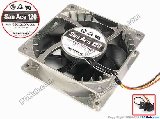 87678 Sanyo Denki 9SG1212P1G06 Server - Square Fan sq120x120x38, w100x4x6, 12V 4A Sanyo Denki 9SG1212P1G06 Server - Square Fan 