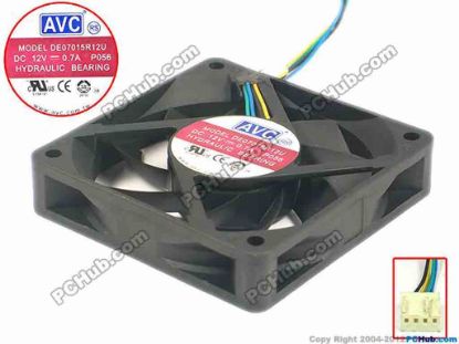 87685 AVC DE07015R12U Server - Square Fan  -P056, sq70x70x15, w165x4x4, 12V 0.7A AVC DE07015R12U Server - Square Fan 