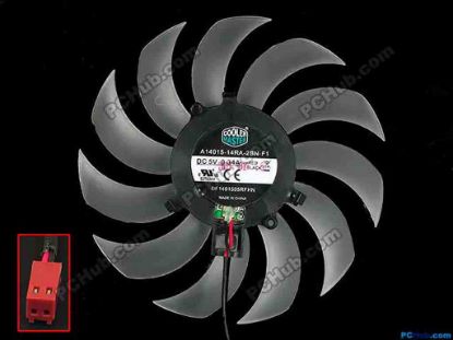 87756 Cooler Master A14015-14RA-2BN-F1 Server - Frameless / GPU Fan dia130x130x15, w185x2x2, 5V 0.34A Cooler Master A14015-14RA-2BN-F1 Server - Frameless / GPU Fan 