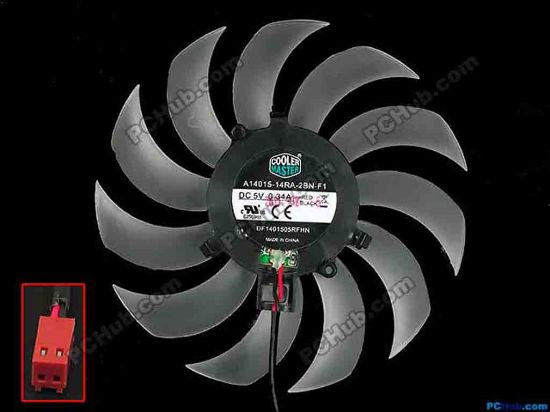 87756 Cooler Master A14015-14RA-2BN-F1 Server - Frameless / GPU Fan dia130x130x15, w185x2x2, 5V 0.34A Cooler Master A14015-14RA-2BN-F1 Server - Frameless / GPU Fan 