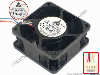 87782 Delta Electronics AFB0648EH Server - Square Fan -6H95, sq60x60x25, w105x4x4, 48V 0.21A Delta Electronics AFB0648EH Server - Square Fan 