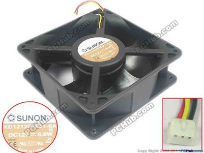 87811 SUNON KD1212PMB1-6A Server - Square Fan R, sq120x120x38, w45x3x3, 12V 6.8W SUNON KD1212PMB1-6A Server - Square Fan 