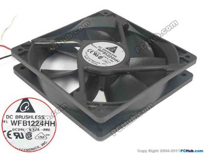 87814 Delta Electronics WFB1224HH Server - Square Fan -RR0, sq120x120x25, 3-wire, 24V 0.32A Delta Electronics WFB1224HH Server - Square Fan 