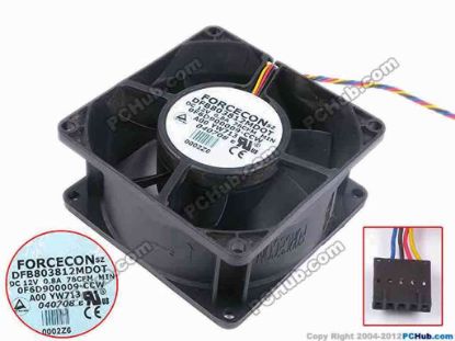 87834 Forcecon DFB803812MDOT Server - Square Fan YW713, sq80x80x38, w115x4x5, 12V 0.8A Forcecon DFB803812MDOT Server - Square Fan 