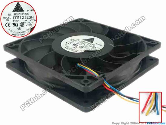 87841 Delta Electronics FFB1212SH Server - Square Fan  -S79V, sq120x120x25, 4-wire, 12V 1.24A Delta Electronics FFB1212SH Server - Square Fan 
