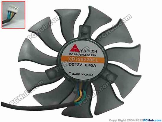 87931 Y.S TECH YD129220EL Server - Frameless / GPU Fan dia85x85x20, w115x4x4, 12V 0.45A Y.S TECH YD129220EL Server - Frameless / GPU Fan 